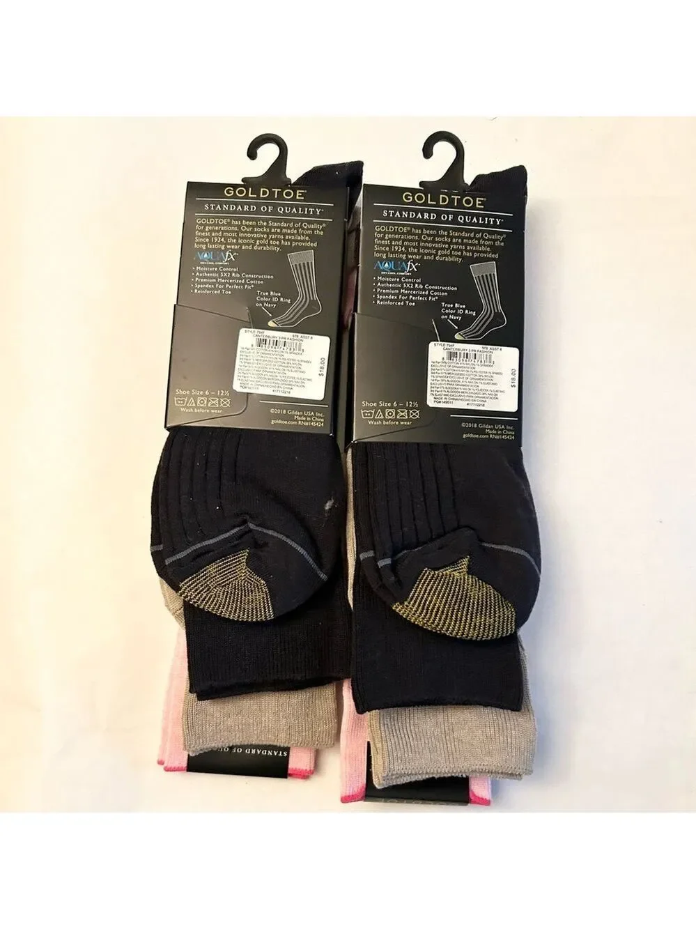 Gold toe 6 Pairs of Men’s Socks Pink, Tan & Black Size 6 to 12 NWT